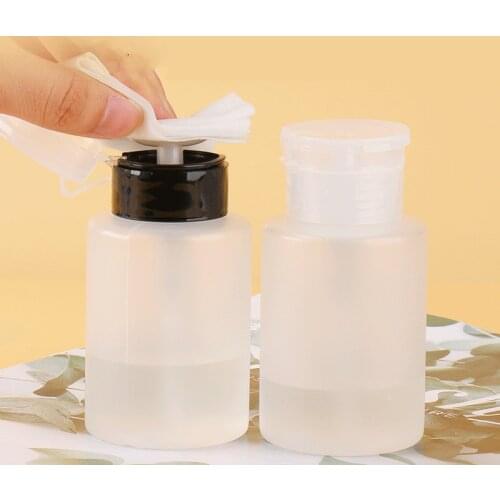 Portable 60ml Empty Clear Pump Dispenser Bottle Plastic Nail Polish Remover Cleaner Container