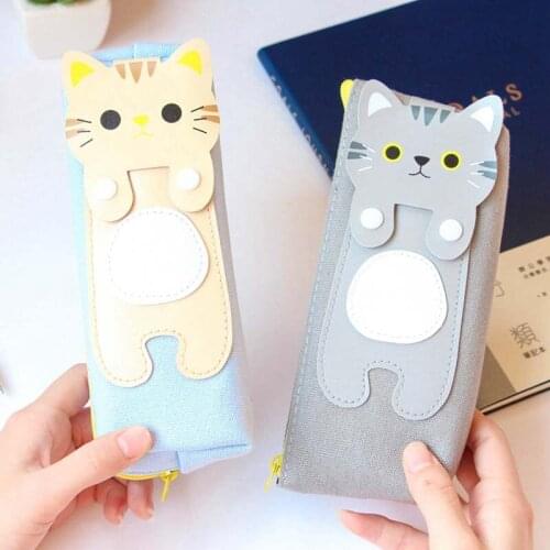 Pencil case Cat Kawaiii Weaving Creative Cute School Office Stationery Cartoon Animal Pencil Bag Children Gifts School Supplies