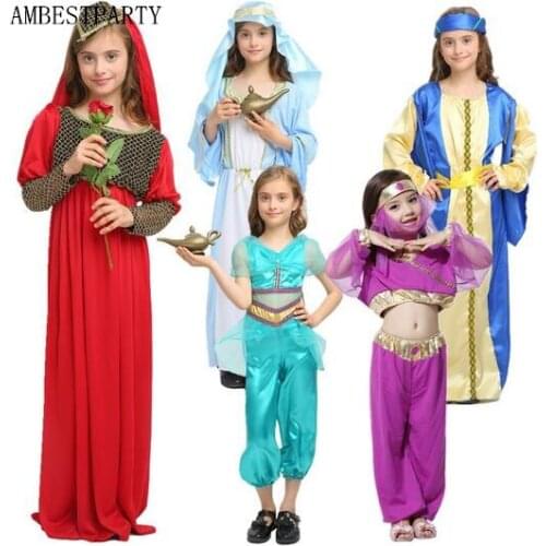 Hot 2017 children Halloween Costumes King Prince princess Arabia Costume Cosplay game uniforms Kids Egyptian clothes AMBESTPARTY