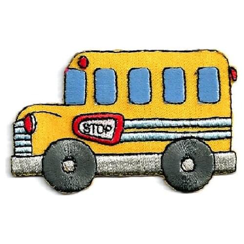 Hot! Bus - School Bus - Transportation - School - Vehicles - Iron On Applique Patch (Size is about 5.9 * 3.6 cm)