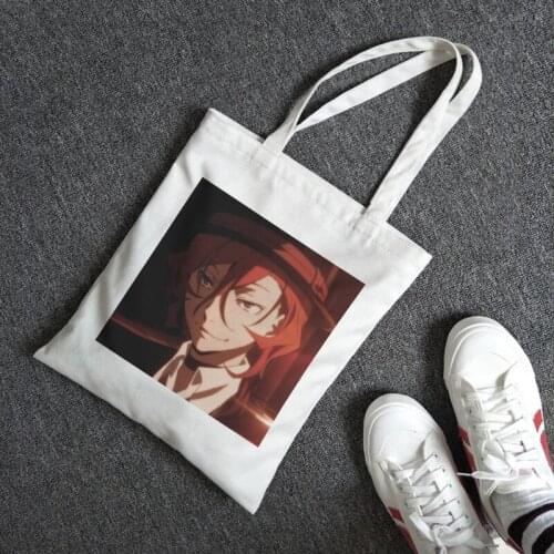 Japanese Anime Bungo Stray Dogs Women Canvas Bag Cartoon Shoulder Bag Vintage Fashion Large Capacity Fashion Punk Shopper Bag