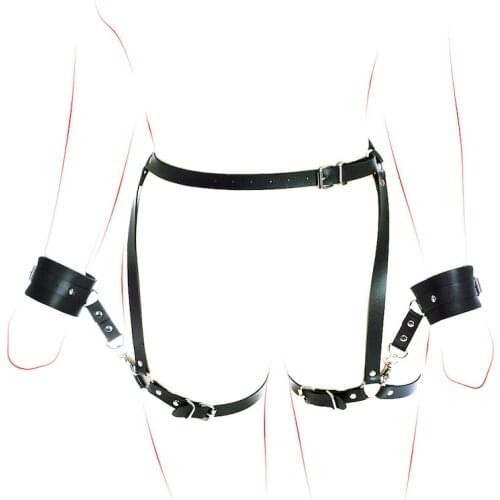 PU Leather Wrist Hand Cuffs Leg Belt Body Harness Handcuffs for Women and Man in Adult Game BDSM Bondage Restraints Erotic Toys