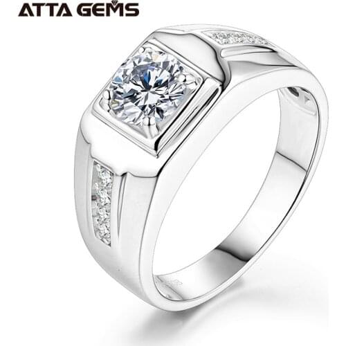 100% 925 Sterling Silver Mens College Graduation Ring 1.0CT 6.5mm D Color Moissanite Diamond Fathers Ring Fine Jewelry