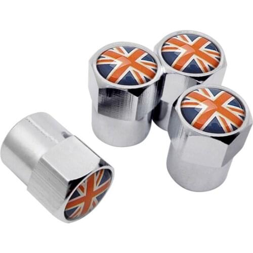 For Alpina BMW Chevrolet Citroen Fiat 124 Spider Dodge Ferrari ISUZU England Flag Logo Tire Wheel Caps Car Styling