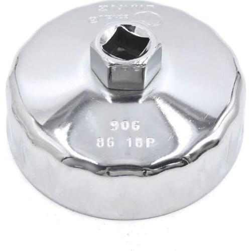 Uxcell Silver Tone 86mm 18 Flutes Car Oil Filter Cap Housing Wrench Socket Remover Tool