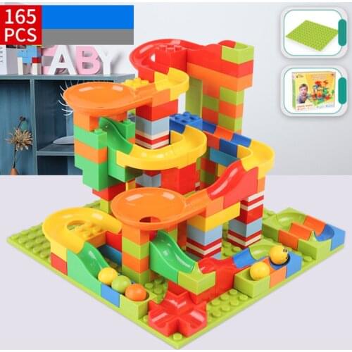 Marble Race Run Small Block Maze Ball Track Building Blocks Funnel Slide Blocks DIY Assembly Bricks Toy For Children Gift