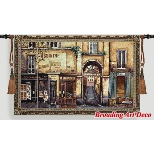 Beautiful Old Street Jacquard Weave Tapestry Wall Hanging Gobelin Home Art Textile Decoration Aubusson Cotton 100% Size 139x87cm