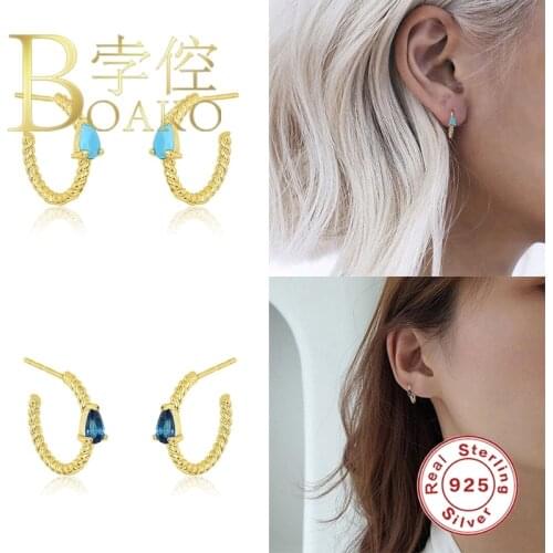 BOAKO Colorful Zircon Earring For Women 925 Silver Earrings 2020 Fashion Drop Earring For Girl Jewelry Pendientes Brincos Arete