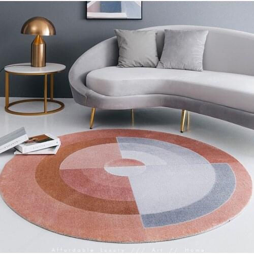 Nordic Concise Style Round Carpet Living Room Home Girls Room Bedroom Rug Modern Chair Computer Floor Study Area Rugs Mat
