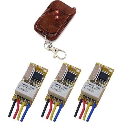 New Wide Range Working Voltage Relay Receiver Mini Remote Control Switch Systerm Transmitter and 3pcs Receiver 315/433mhz