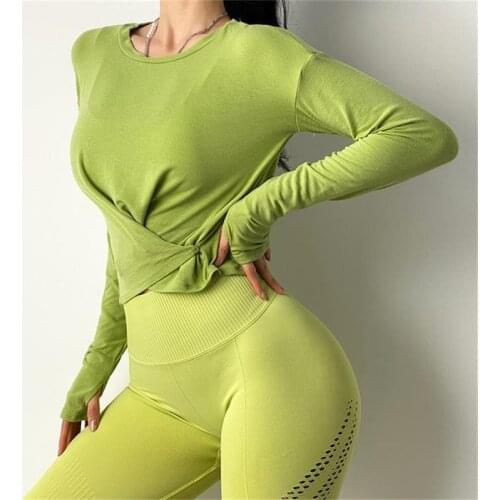 Autumn Yoga Shirts Long-sleeved Sexy Breathable Gym T-Shirt Workout Running Fitness Clothes Woman Sports Top