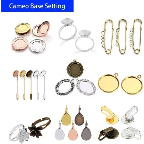 10pcs Metal Blank Tray Base Mixed Jewelry Findings Pendant Bracelet Accessory Cameo Base Setting DIY Handmade Jewelry Making