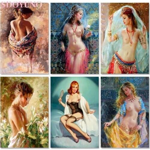 SDOYUNO 5D Diamond Painting Full Drill Square Girl Picture Rhinestones Diamond Embroidery Portrait Handicraft Home Decor