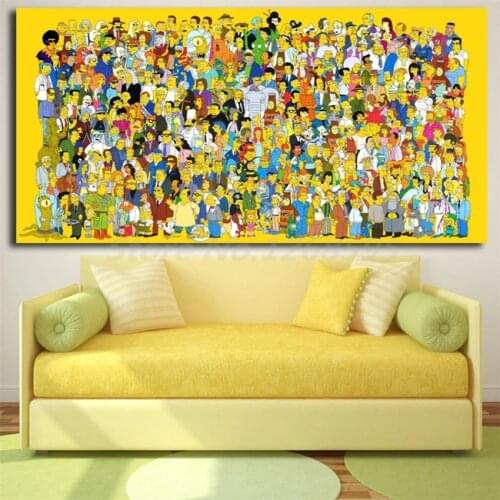 Simpsoning Abbey Road Bart Homer Marge Canvas Painting Print Living Room Home Decor Modern Wall Art Cartoons Poster Artwork