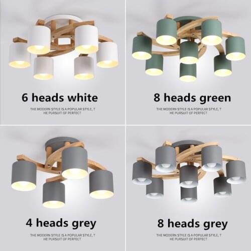 Nordic Wood E27 Ceiling Lamp Simple Art Iron Ceiling Light Bedroom Living Room LED Kitchen Dining & Bar Luminaire Fixtures Avize