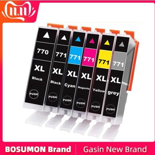 Bosumon 6Pcs Compatible 770XL 771XL Ink Cartridges Replacement for Canon PGI-770 CLI-771 For Canon PIXMA MG5770 MG6870/MG7770