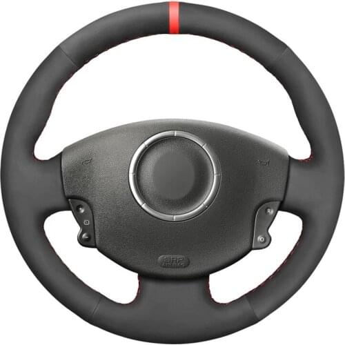 Hand-stitched Black Suede Car Steering Wheel Cover for Renault Megane 2 2003-2008 Kangoo 2008-2012 Scenic 2003-2009