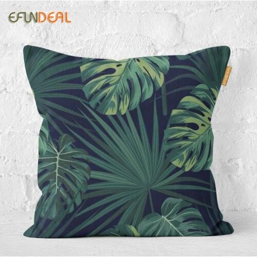 Tropical Leaves Home Decorative Cushion Cover Throw Pillow Case For Sofa Couch Bed Chair Jungle Plants Floral 45*45cm/60*60cm