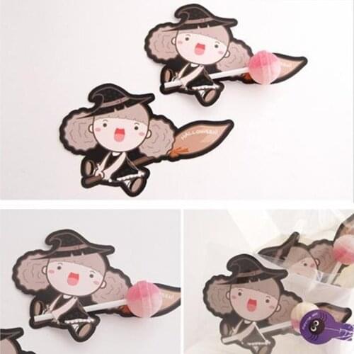 Halloween Cake Lollipop Candy Chocolate Decoration Label Gift Pumpkin Man Mummy Little Witch Decoration 100pcs
