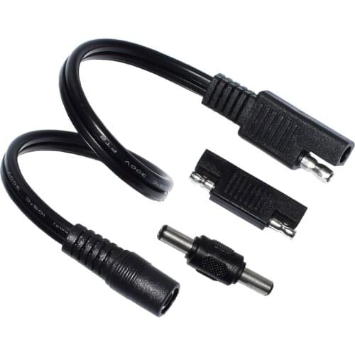 SAE Plug to DC 5.5mm x 2.1mm Female 18AWG 1.0ft/30cm Adapter Cable for Automotive RV Solar Panel