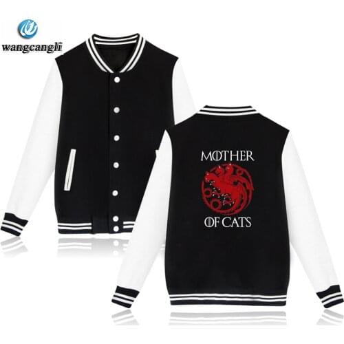 MOTHER OF CATS fashion sweatshirt baseball Jacket women winter kawaii cute uniform coat casual plus size Jackets hoodies XXXXL