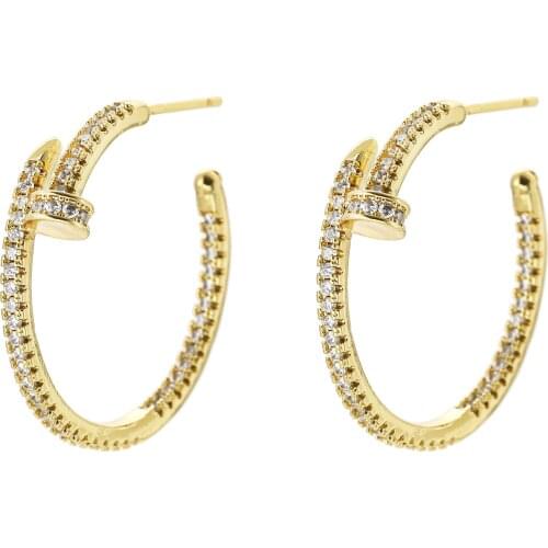 New Fashion Cubic Zircon Large Geometric Stud Earrings Creative Simple Personality Earrings For Women Jewelry 2021