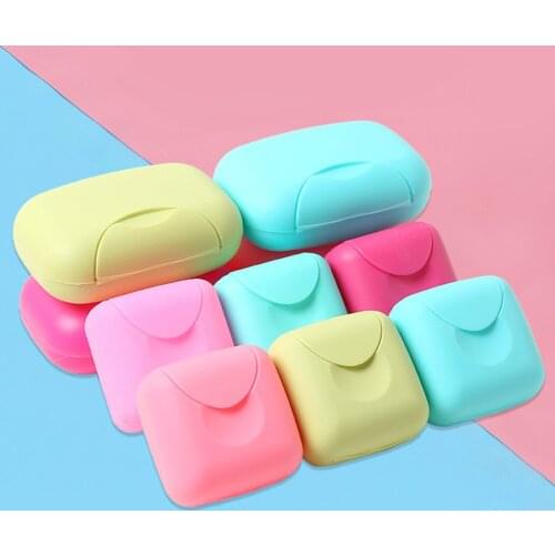 1pcs Portable Travel Lock Seal Soap Box Plastic Candy ColorToilet Soap Boxes Case Holder With Lid Sealing Non-slip Bathroom Supp