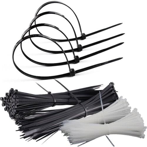 100pcs/bag cable tie Self-locking plastic nylon tie White Organiser Fasten Cable Wire Cable Zip Ties