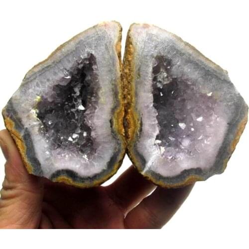 373g Pair of Unpolished Achat Agate Thunderegg Half Geode - crystals and stones healing Mineral specimen Home Decor x0500
