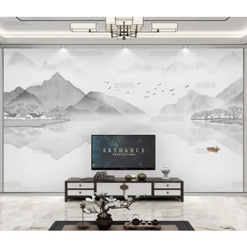 3D new Chinese modern simple ink landscape wallpaper living room sofa and TV background wall decoration mural papel DE parede