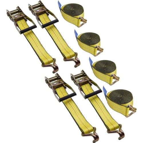 4 Pack J-Hook Ratchet Tie Down Straps Polyester Web 2 in. x 27 ft. x 10000 lbs High Quality