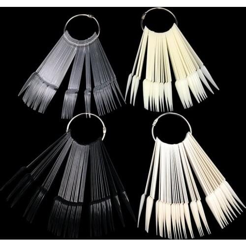 4 Color 40pcs Point False Nail Tips Fake Nail Art Polish Color Card Acrylic Practice Chart Palette Ring Practice Display Tool