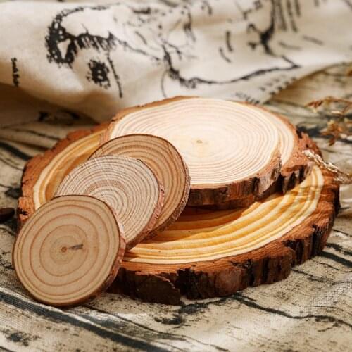5/10Pcs Round Natural Rustic Unfinished Wooden Slices Wooden Circles Logs DIY Natural Pine Wood Slices Circles With Tree Bark
