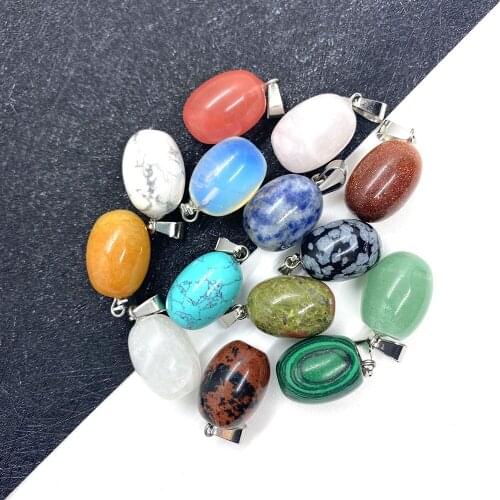 5pcs Natural Stone Egg-shaped Pendant Crystal Agate Pendant for DIY Jewelry Making Necklace Bracelet Earrings Jewelry 12x22mm