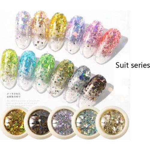6pcs/Set Nail Mermaid Glitter Flakes Sparkly 3D Hexagon Colorful Sequins Spangles Polish Manicure Nails Art Decorations