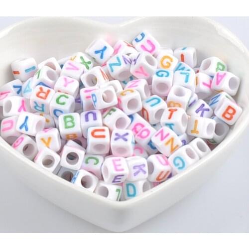 6x6mm 200PCs Mixed color Acrylic Alphabet/Letter square Beads Pony Beads For Jewelry Making YKL0576X