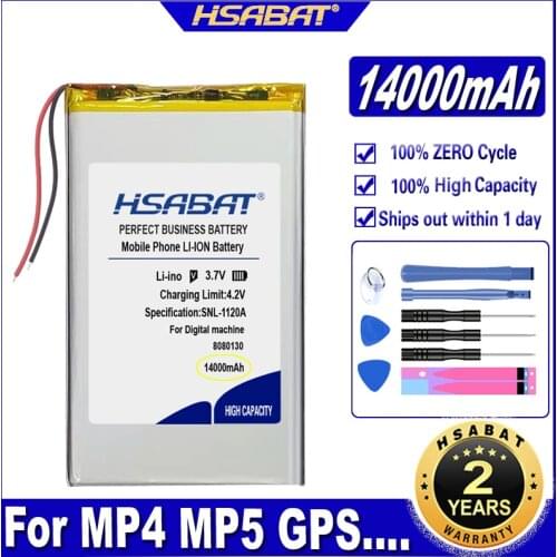 HSABAT 8080130 14000mAh Battery for MP3 MP4 navigation instruments small toys Batteries