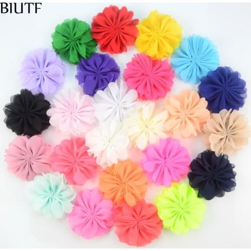 Wholesale 100pcs/lot Girl Hair Accessory DIY Chiffon Flower Without Clip Hair Flower 15 Color For Choose Freeshipping MH52