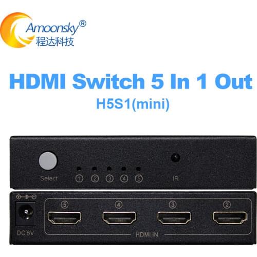 AMS-H5S1 4K*2K 3D 5x1 switch 5 ways hdmi-comparible adapter for XBOX 360 PS4/3 Smart android HD TV 5 port hdmL adapter