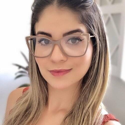 Brand Cat Eye Clear Glasses Women Transparent Glasses Optical Frame Vintage Eyewear Fashion Anti-blue Light Glasses Shades UV400