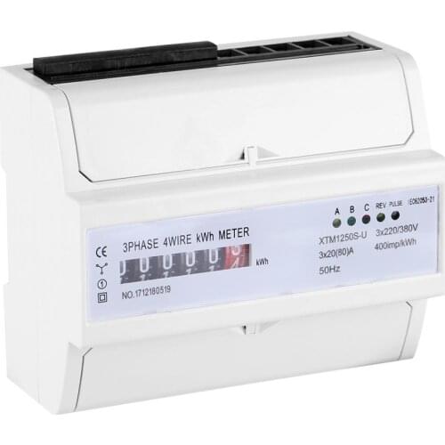 Digital DIN-Rail Electric Meter 20(80)A Electronic KWh Meter 3-phase 4 Wire IEC62053-21 Tool