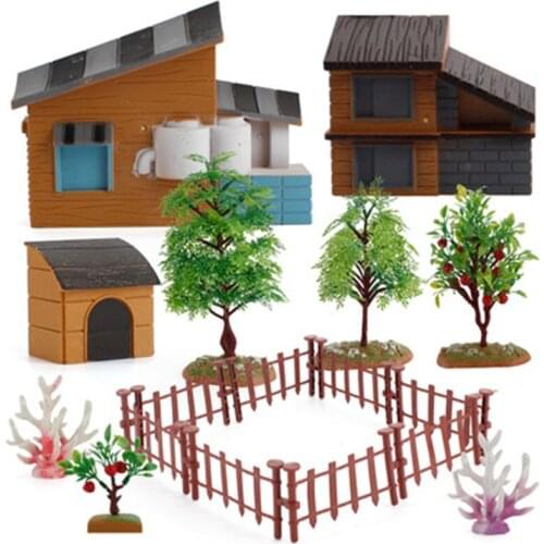DIY Styles Action Toy Figures Simulation Farm Accessories Crawling Insects Animals Hard Praying Fruit tree fence Collection Toy
