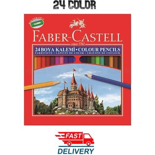 FABER CASTELL KURUBOYA KALEMİ TAM BOY 24 RENK (5171116324) CANLI RENKLER HİGH QUALİTY BRAND