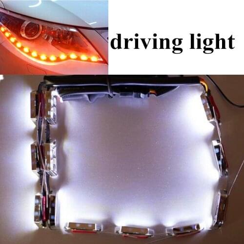 5W Flexible LED Headlight Runing Lamp LED TEAR EYE Strip White-Amber Switchback 2PCS