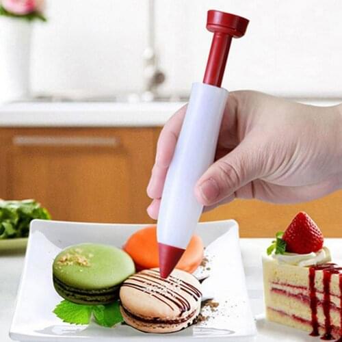 Pastry Cream Chocolate Decorating Injector Cake Silicone Nozzle Injector Pastry Icing Writing Pen DIY Baking Decorating Pen