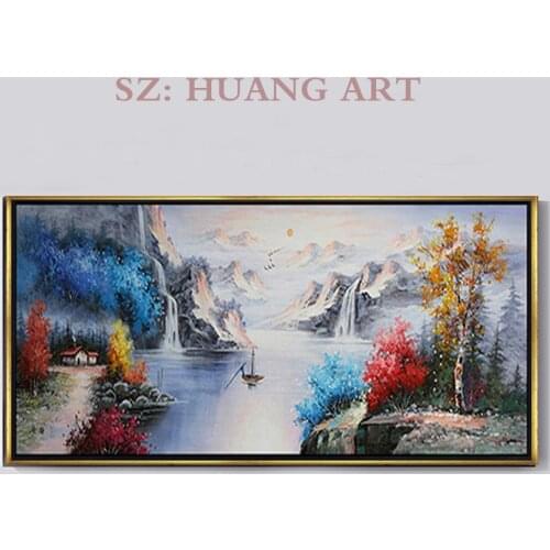 Chinese landscape original hand-painted high-quality modern landscape painting winter lake landscape painting for the lobby sofa