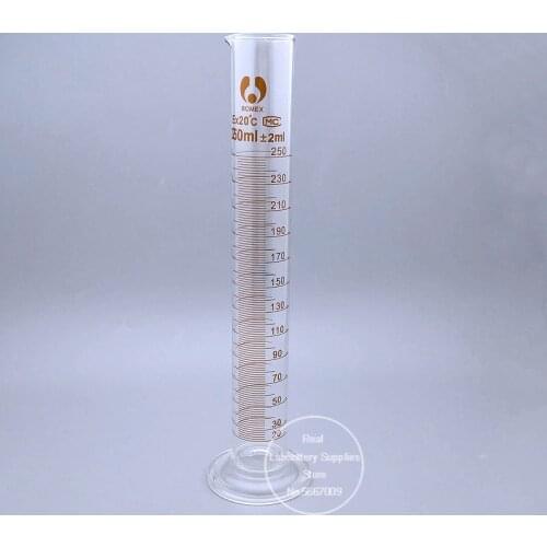 1PC 250ml Laboratory Scaled Measuring cylinder Graduated Glass Measurement Container Lab Supplies