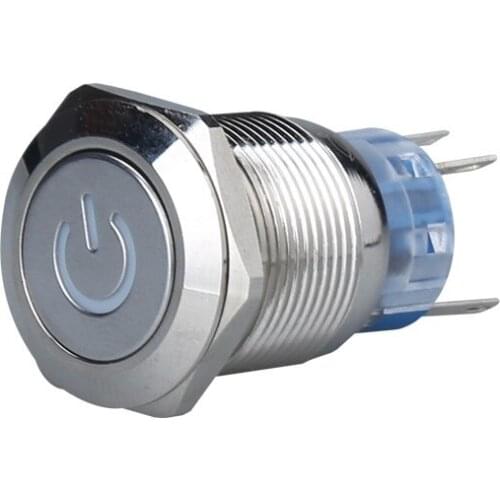 Metal Push Button Switch Waterproof Self-lock Jog switch with Power sign lamp Hole Size 19mm