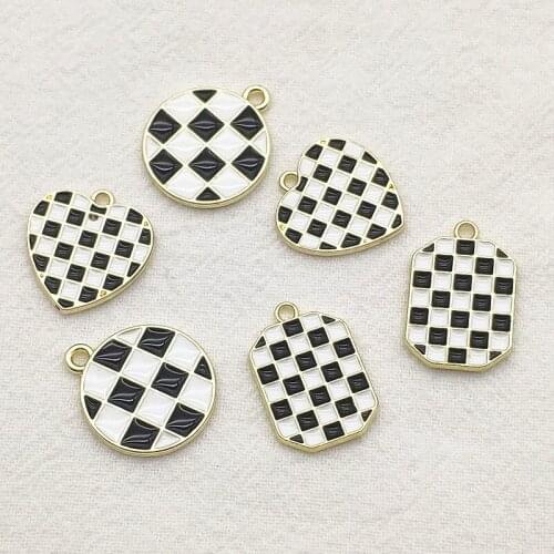 New Arrival! 100pcs Black and white Square Pendants/Charm for Handmade Necklace Earrings DIY Parts,Jewelry Findings & Components