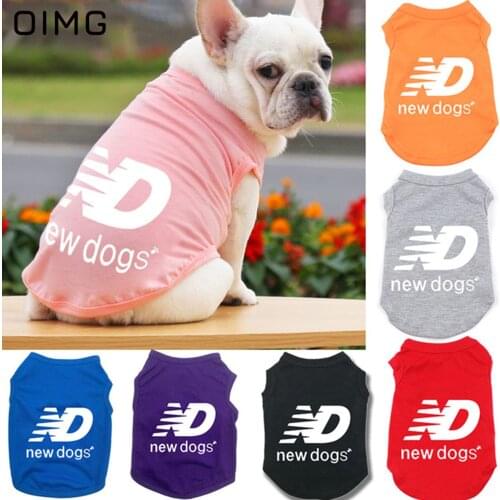 OIMG Pet Dog Clothes Summer Letter "New Dog" Cat Puppy Shirts Small Dog T-Shirts Chihuahua Spitz French Bulldog Clothes